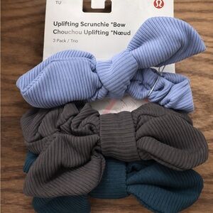 lululemon athletica Scrunchie Bow Trio - Blue, Gray, Teal
